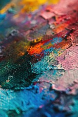 Poster - A close-up view of a vibrant painting on a table