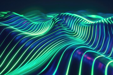 Poster - Close-up view of a wavy pattern of neon lights, great for technology or urban themed designs