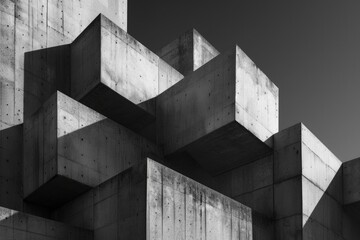 Poster - A close-up shot of gray concrete blocks