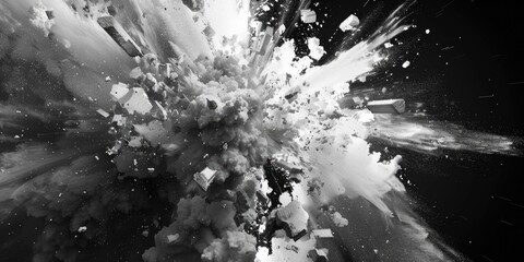 Poster - Explosion in black and white, a dramatic moment captured on camera