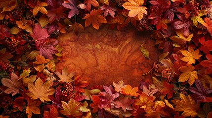 Wall Mural - Space for a text among vibrant fall foliage