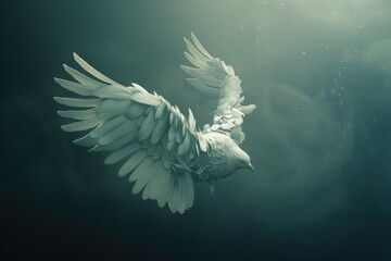 Poster - A white bird soaring through the sky