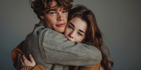 Canvas Print - A pair of people wrapped in affection, demonstrating love and connection