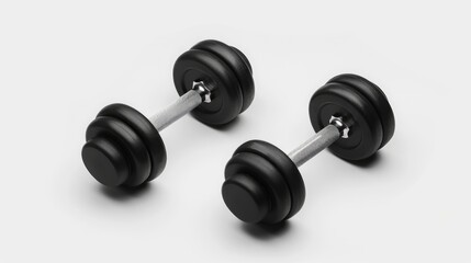 Poster - A pair of dumbbells placed on a clean and simple white surface
