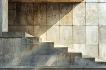 Poster - A concrete staircase leading up to the top of a building