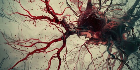 Poster - A close-up shot of a tree trunk with blood stains, ideal for use in crime or thriller scenes