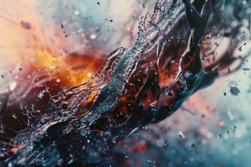 Poster - A close-up view of flames and water, highlighting the contrast between the two elements