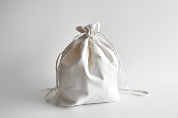 Poster - A white drawstring bag placed on a table