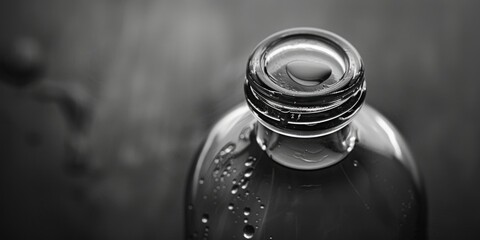 Sticker - A simple water bottle depicted in a minimalist black and white setting