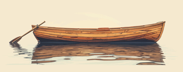 Poster - Classic wooden rowboat with oars Vector flat minimalistic isolated illustration