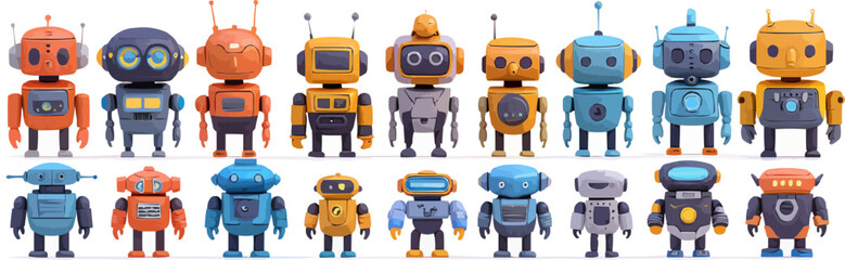 Poster - Toy robots on a white background. Vector flat minimalistic isolated illustration.