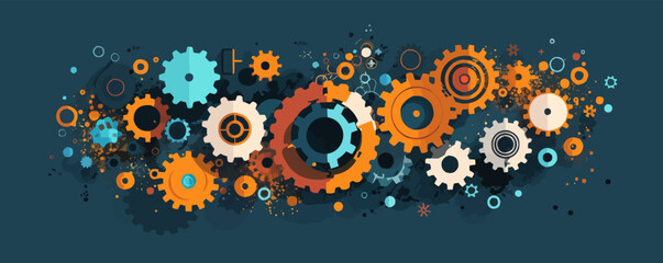 Poster - Steampunk gears and mechanical contraptions Vector flat minimalistic isolated