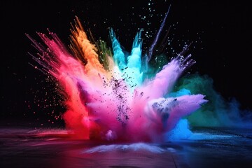 Poster - A vibrant burst of powder ignites in the shadows