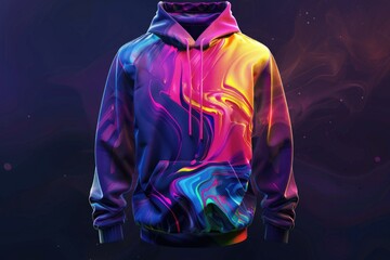 Poster - A person wearing a brightly colored hoodie with an eye-catching design