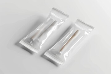 Poster - Two toothbrushes stored in a plastic bag, suitable for travel or storage