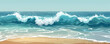© Coosh448 - A serene seascape, its waves gently crashing against the shore, captured on a plain white surface. Vector flat minimalistic isolated illustration.