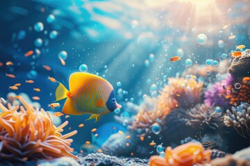 Poster - Group of fish swimming in aquarium tank