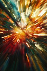 Poster - A blurry image of a city at night with neon lights and bustling streets