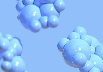 Sticker - 3d blue bubble abstract background render