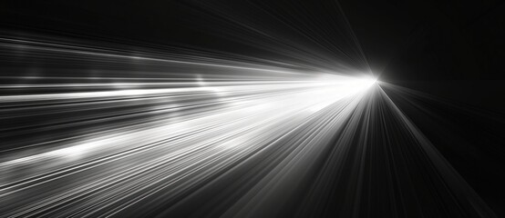 Wall Mural - Light rays in the darkness, light beams on a black background. A white laser beam