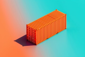 Poster - A bright orange container sitting on a colorful pink surface with a hint of blue