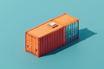 Poster - An orange plastic container sits atop a blue background