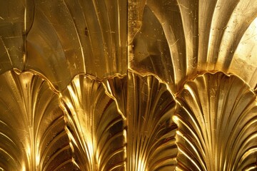 Poster - A close-up shot of a golden wall featuring a clock