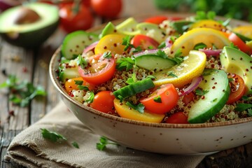 A colorful quinoa salad with fresh vegetables