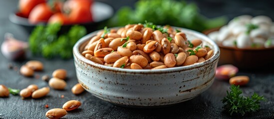 Canvas Print - Bowl of Kidney Beans with Parsley Garnish