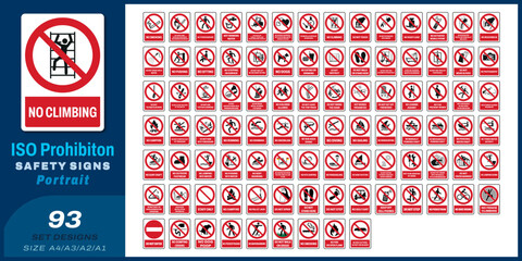 Wall Mural - 93 set iso prohibition safety signs size v08 a4/a3/a2/a1	
