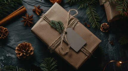 Poster - A present wrapped in natural fibers, held together with rustic twine