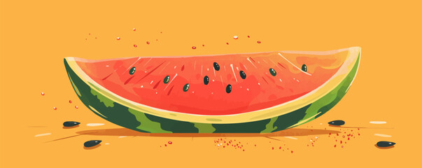 Wall Mural - A single slice of watermelon with seeds. Vector flat minimalistic isolated illustration.