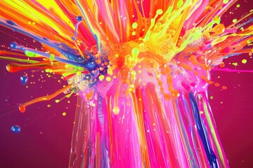 Poster - A vibrant splash of color explodes onto a dark surface