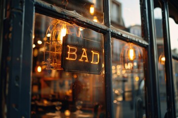 Aufkleber - A window with a warning sign saying 'Bad'