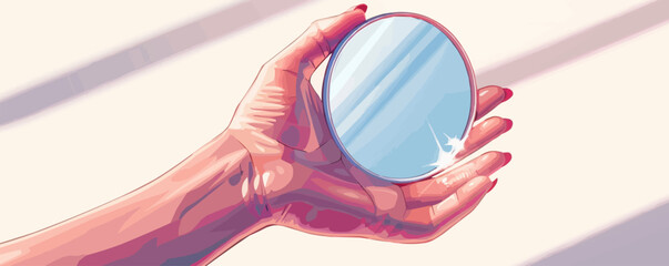 Poster - Hand mirror on a white background. Vector flat minimalistic isolated illustration