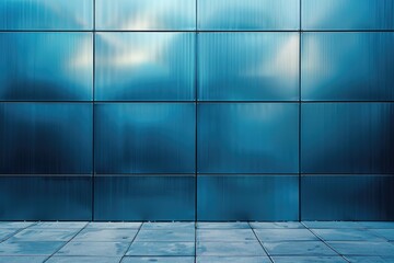 Poster - A blue wall with a fire hydrant in front, suitable for urban or cityscape scenes