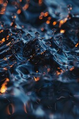 Poster - Close-up view of water droplets on the surface of a body of water