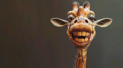 Wall Mural - A close-up view of a giraffe's face, showcasing its distinctive features