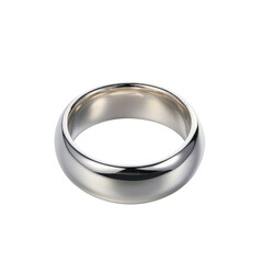 Isolated Silver Ring with Smooth Finish and No Background.