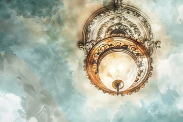 Poster - A single light fixture hangs from the ceiling, providing warm lighting