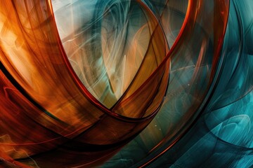 Poster - Close-up view of an abstract artwork featuring orange and blue hues