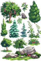 Wall Mural - A collection of different tree species and bushes