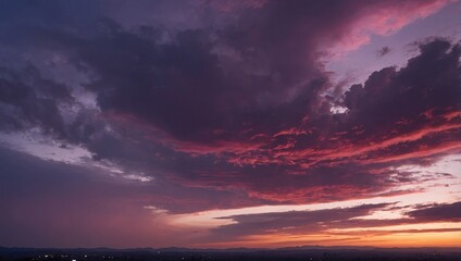 Wall Mural - Pink and purple sunset sky in a panoramic view. Header and banner backdrop