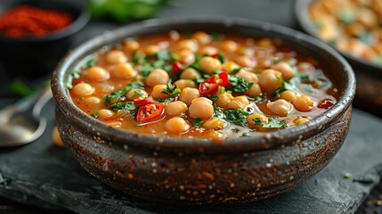 Canvas Print - Delicious Chickpea Soup with Herbs