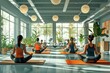 © Wall Art Galerie - A group of people are sitting in a yoga studio, practicing meditation with their eyes closed.
