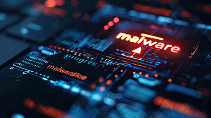 Poster - Detecting of a malware. Virus, system hack, cyber attack, 