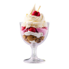 Poster - Frozen dessert ice cream sundae in a glass tulip cup on transparent background