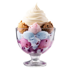 Poster - Frozen dessert ice cream sundae in a glass tulip cup on transparent background