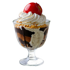 Poster - Frozen dessert ice cream sundae in a glass tulip cup on transparent background