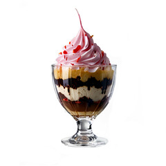 Poster - Frozen dessert ice cream sundae in a glass tulip cup on transparent background